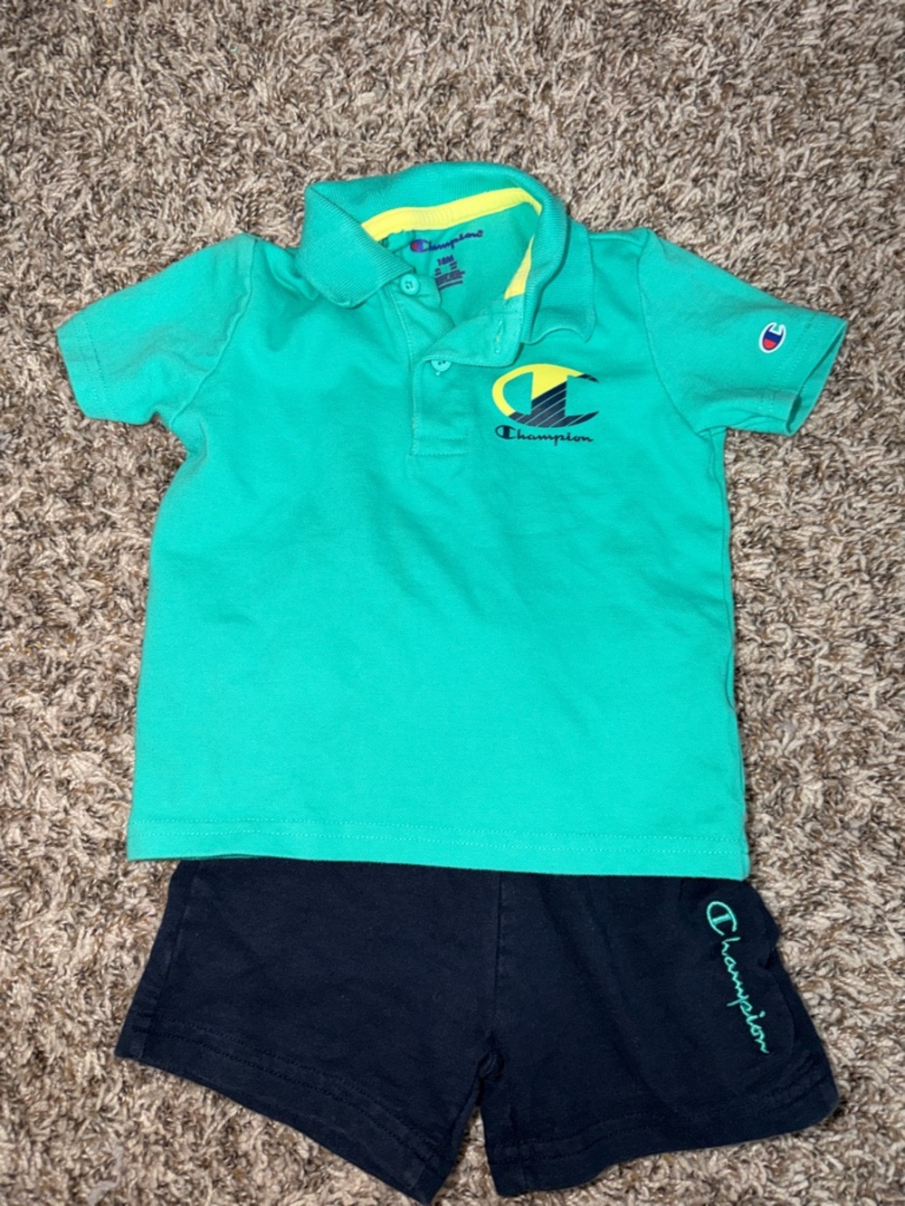 Champion Boys Turquoise Polo with Yellow Accent